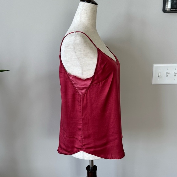 Anthropologie Floreat Silk Elegant Burgundy Spaghetti Strap Tann Top - Picture 4 of 12
